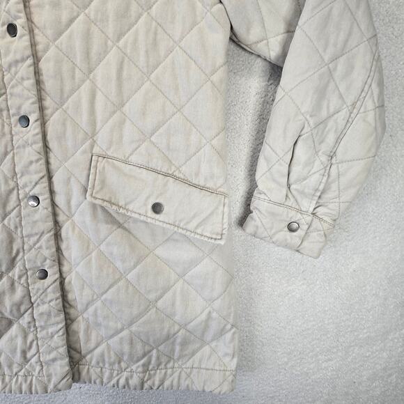 Joie Jacket Womens S Oversized Tan Quilted Snap Closure Shacket Barn Chore - Picture 2 of 13